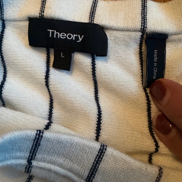 Theory Lotamee P Prosecco Black & White Striped A-Line Skirt Size: Large - Picture 6 of 10